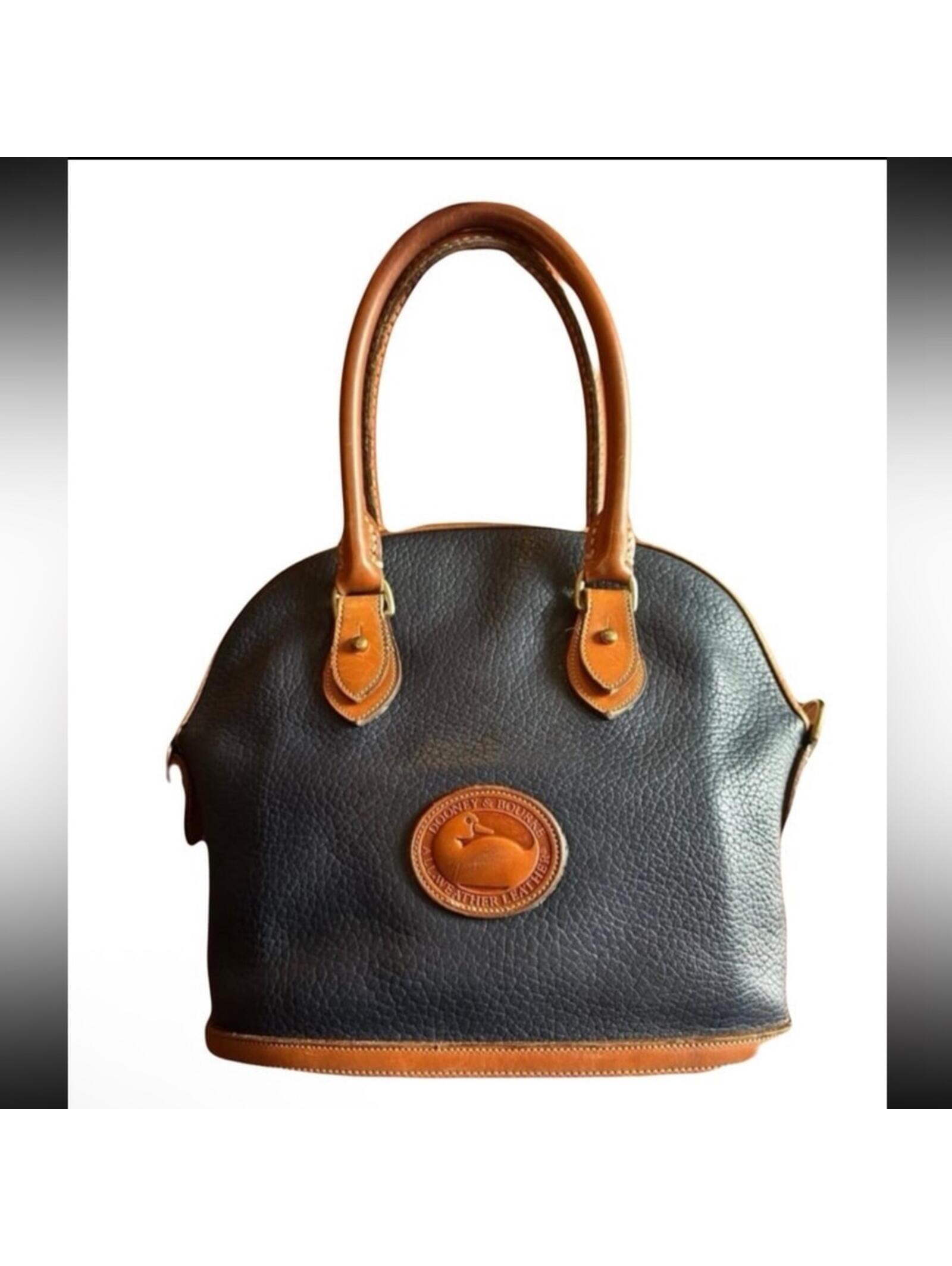 Vintage Dooney & Bourke Navy Blue Pebbled Leather Satchel Purse